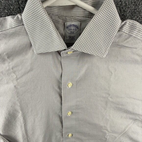 Brooks Brothers Gray 15.5 2/3 Non-Iron Check Cotton Button Up Shirt Men Adult - Picture 1 of 15